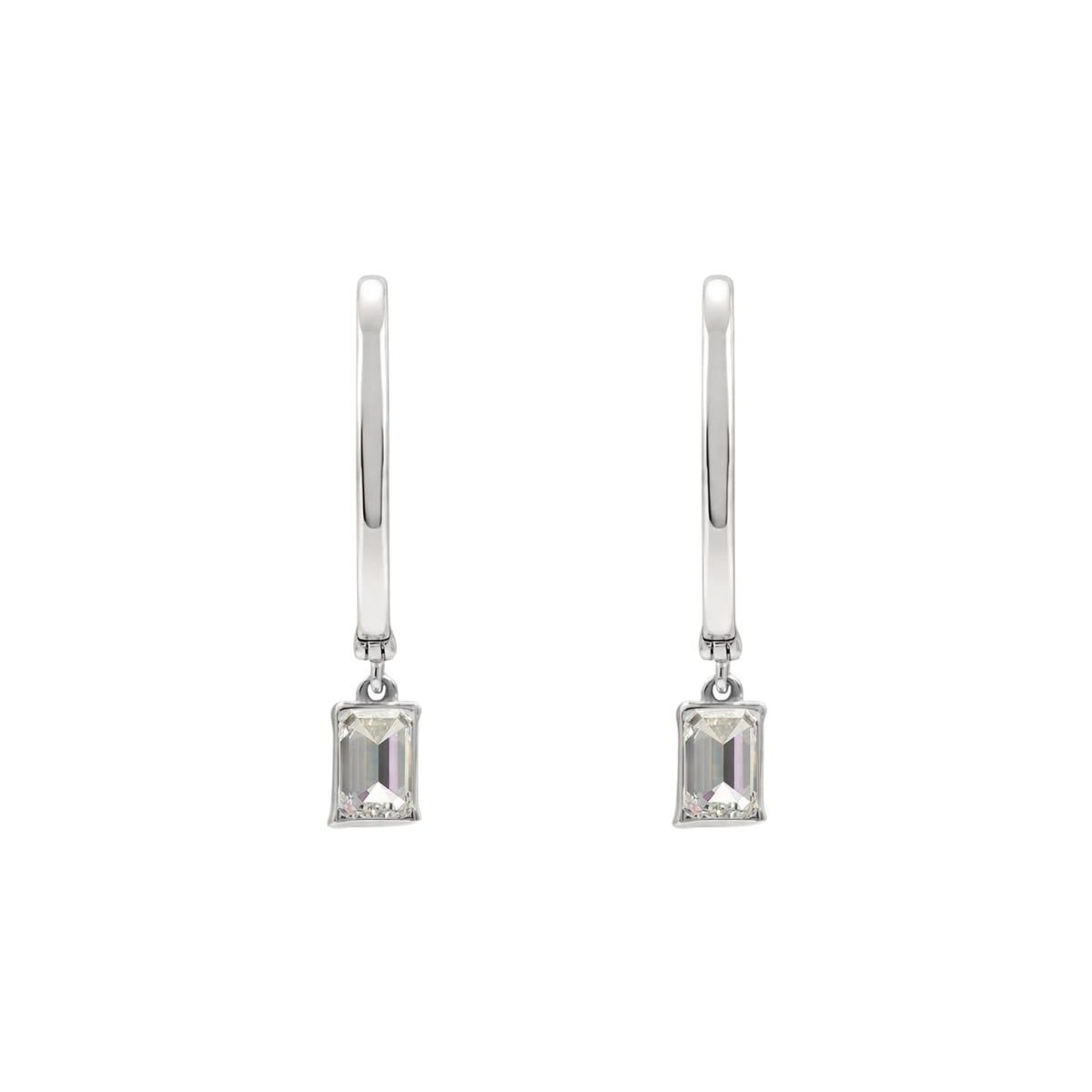1-3 ctw Emerald With Round Hoop Earrings