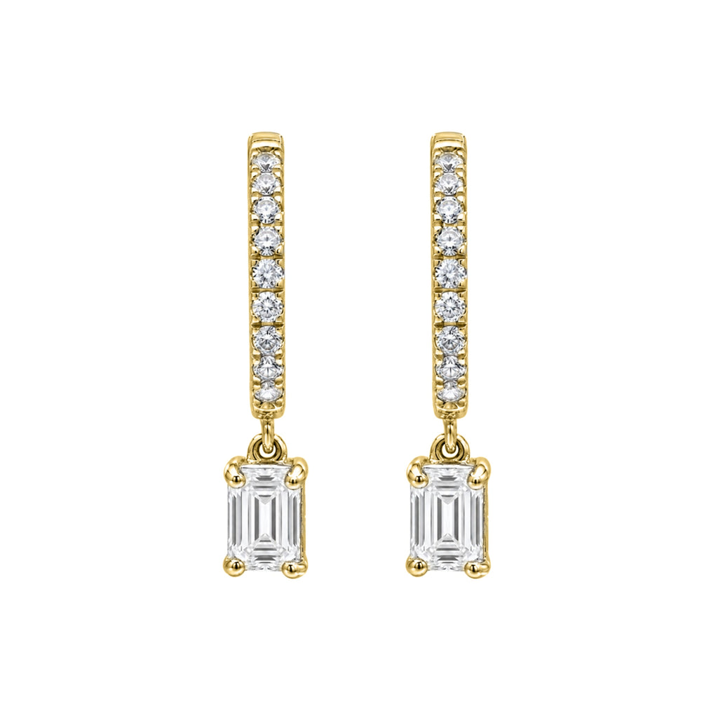 1-3 ctw Emerald With Round Hoop Earrings