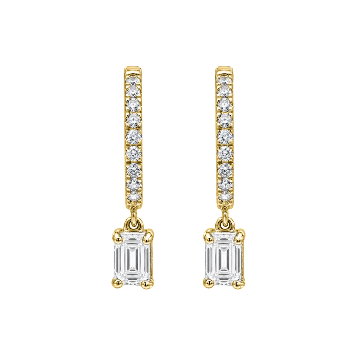 1-3 ctw Emerald With Round Hoop Earrings