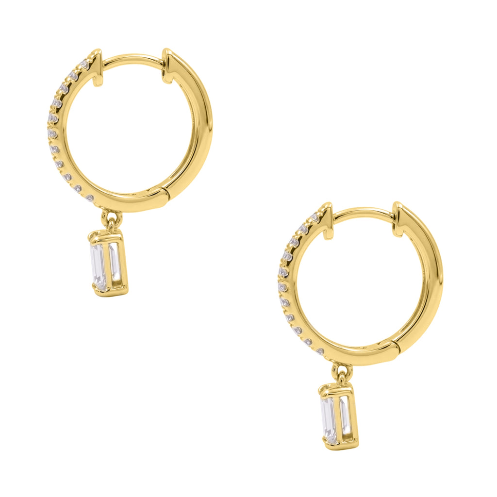 1-3 ctw Emerald With Round Hoop Earrings