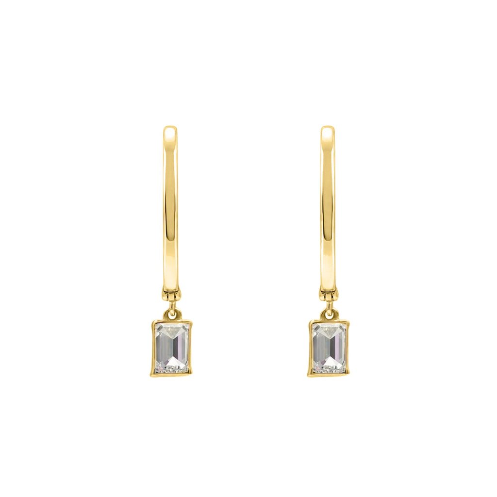1-3 ctw Emerald With Round Hoop Earrings