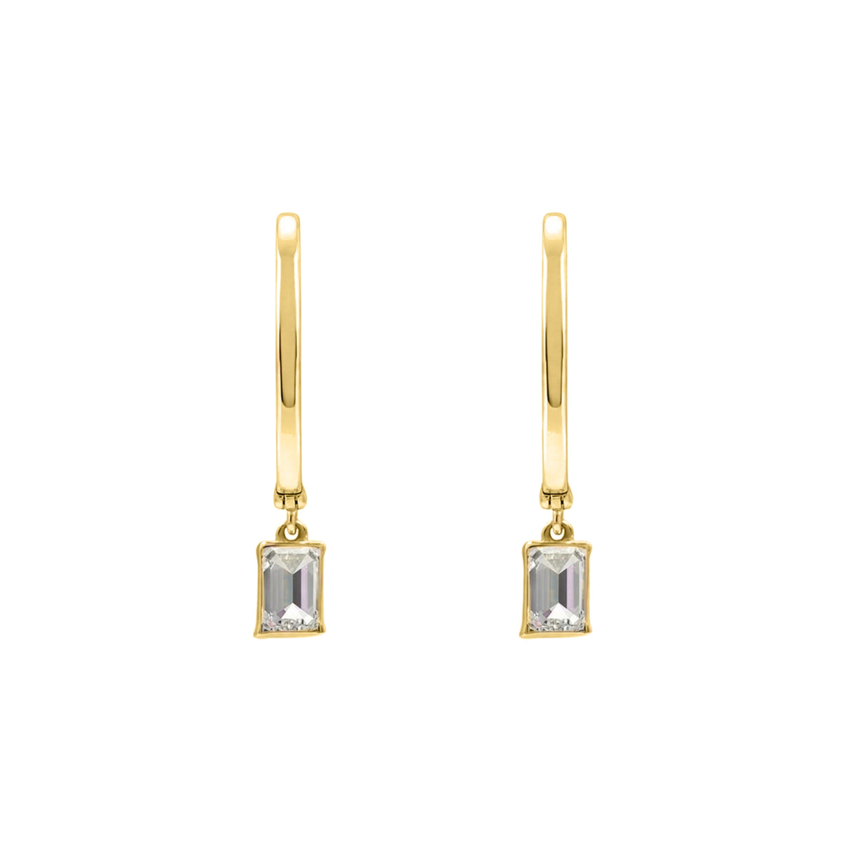 1-3 ctw Emerald With Round Hoop Earrings
