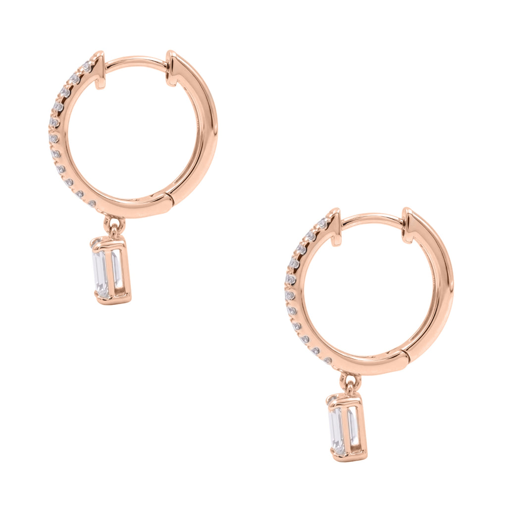 1-3 ctw Emerald With Round Hoop Earrings