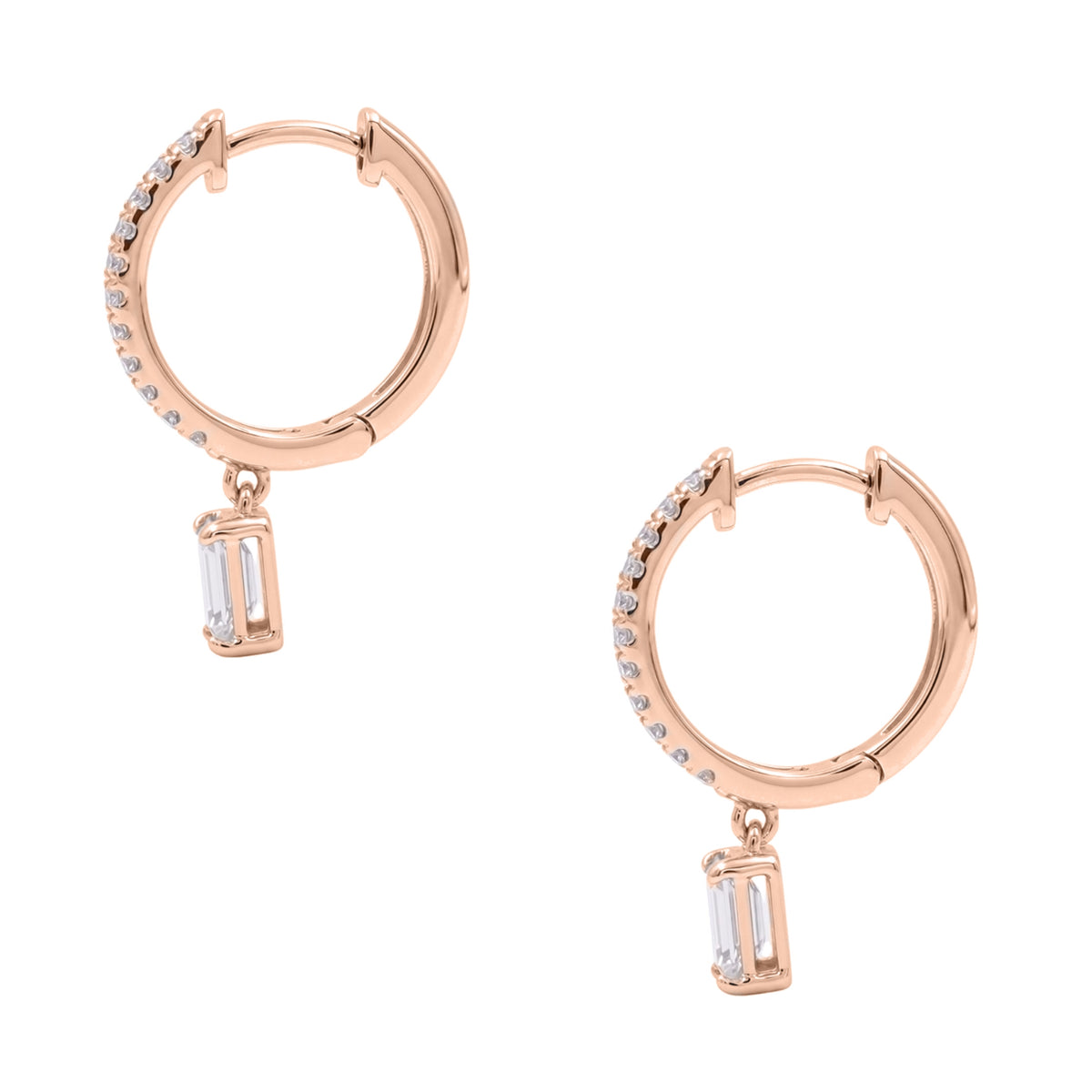 1-3 ctw Emerald With Round Hoop Earrings