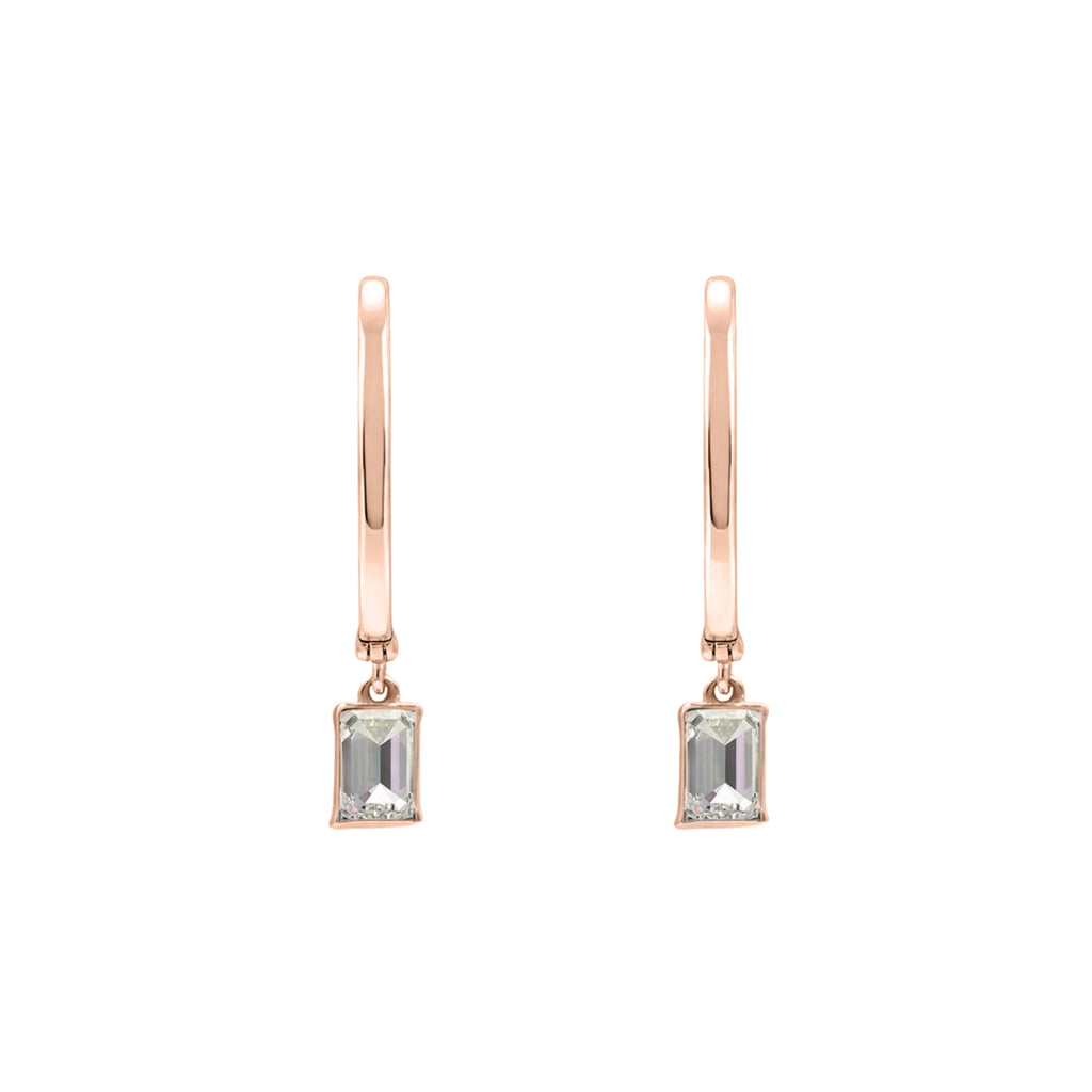 1-3 ctw Emerald With Round Hoop Earrings