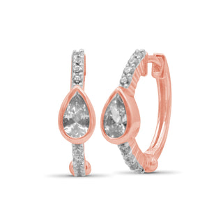 1/2 Carat T.W. Pear/Round-cut Lab Grown Diamond (F/VS) 14K Gold Huggie Hoop Earrings