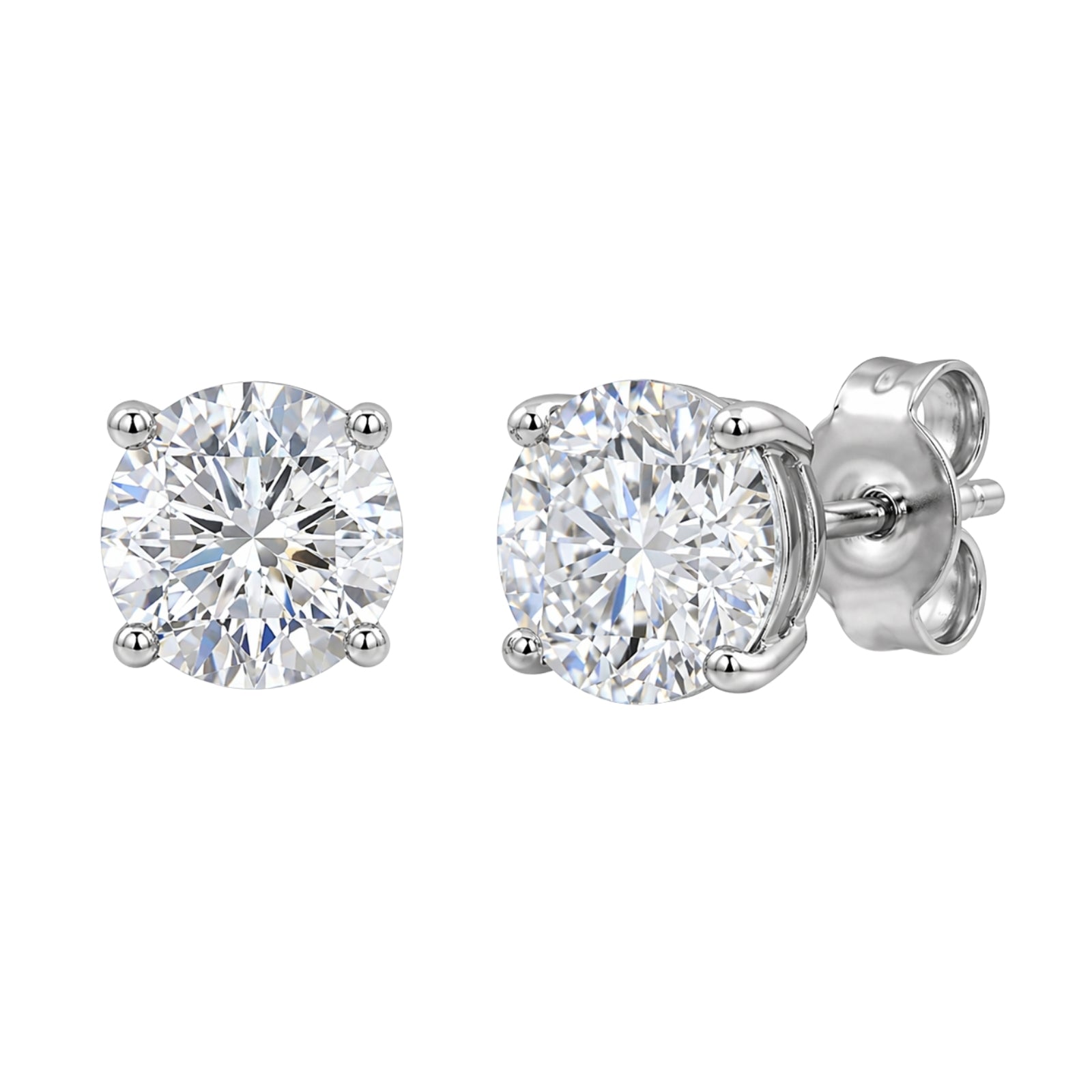 0.25 - 2.00 Carat T.W. Round-cut Lab Grown Diamond (F/VS+) Stud Earrings with Double Notch Post & Pushback