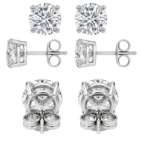 0.25 - 2.00 Carat T.W. Round-cut Lab Grown Diamond (F/VS+) Stud Earrings with Double Notch Post & Pushback