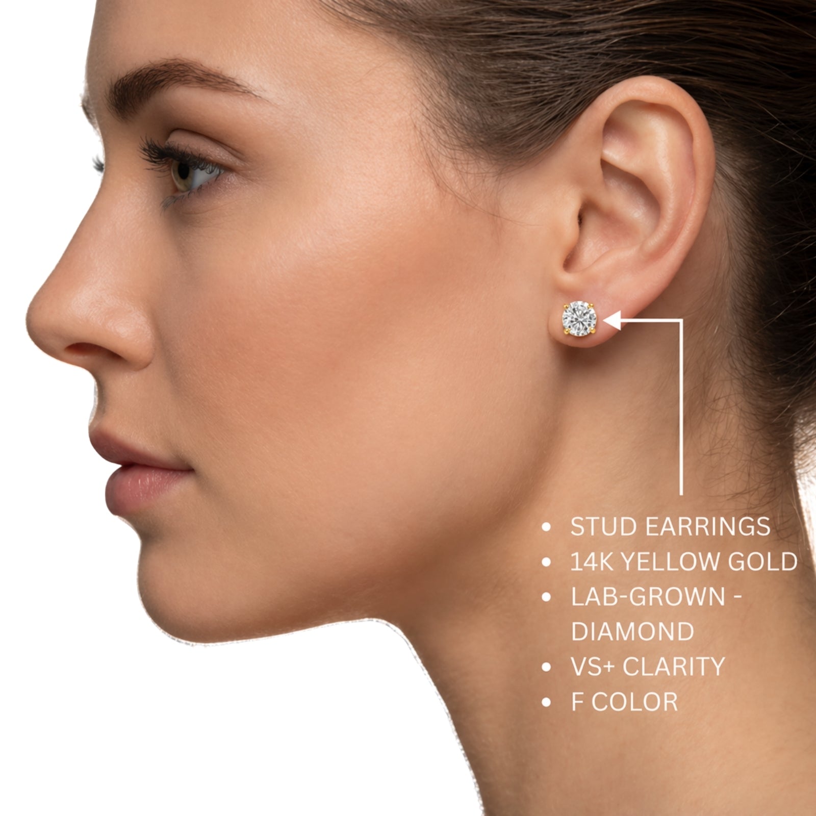 0.25 - 2.00 Carat T.W. Round-cut Lab Grown Diamond (F/VS+) Stud Earrings with Double Notch Post & Pushback