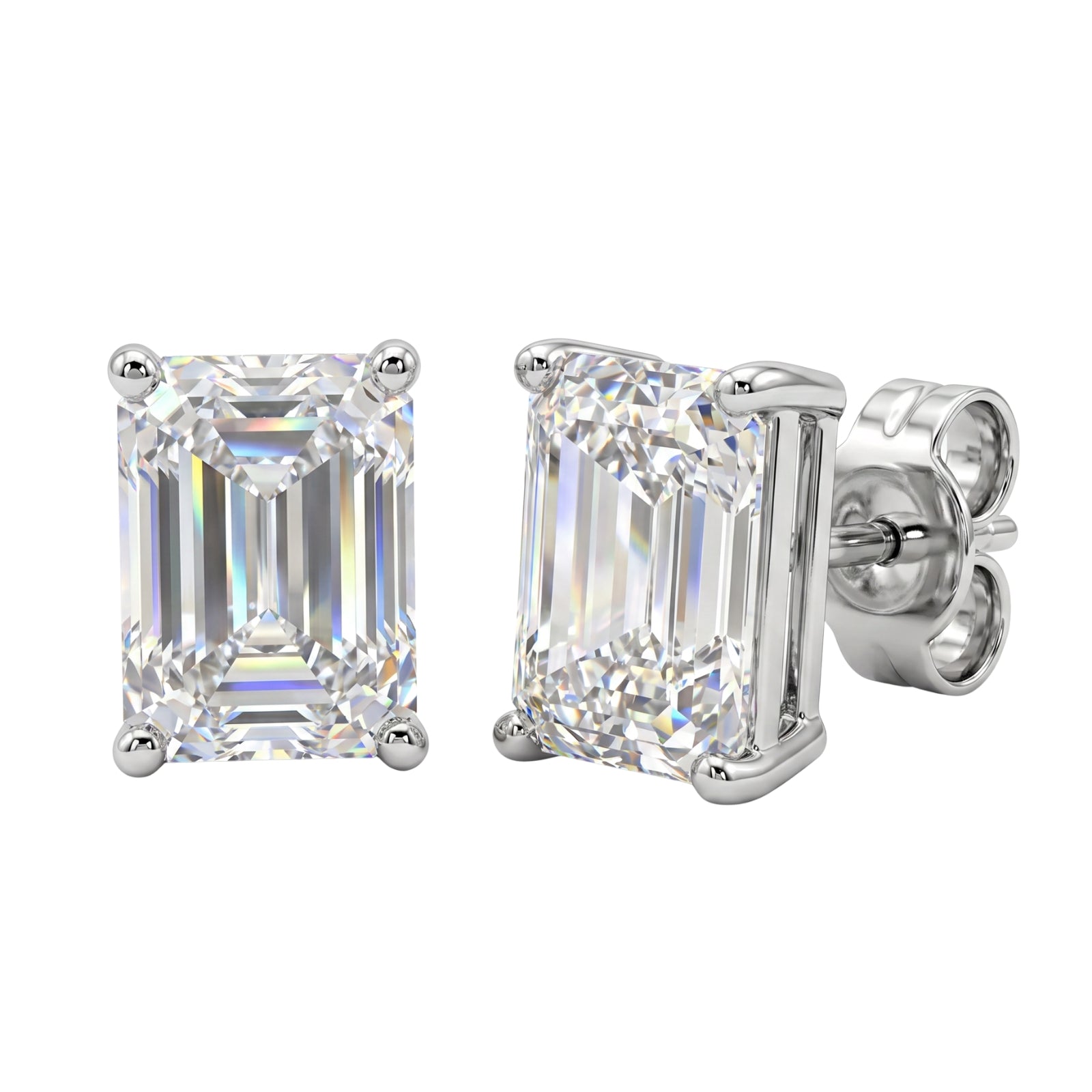1.00 - 3.00 Carat T.W. Emerald-cut Lab Grown Diamond (F/VS+) Stud Earrings with Double Notch Post & Pushback