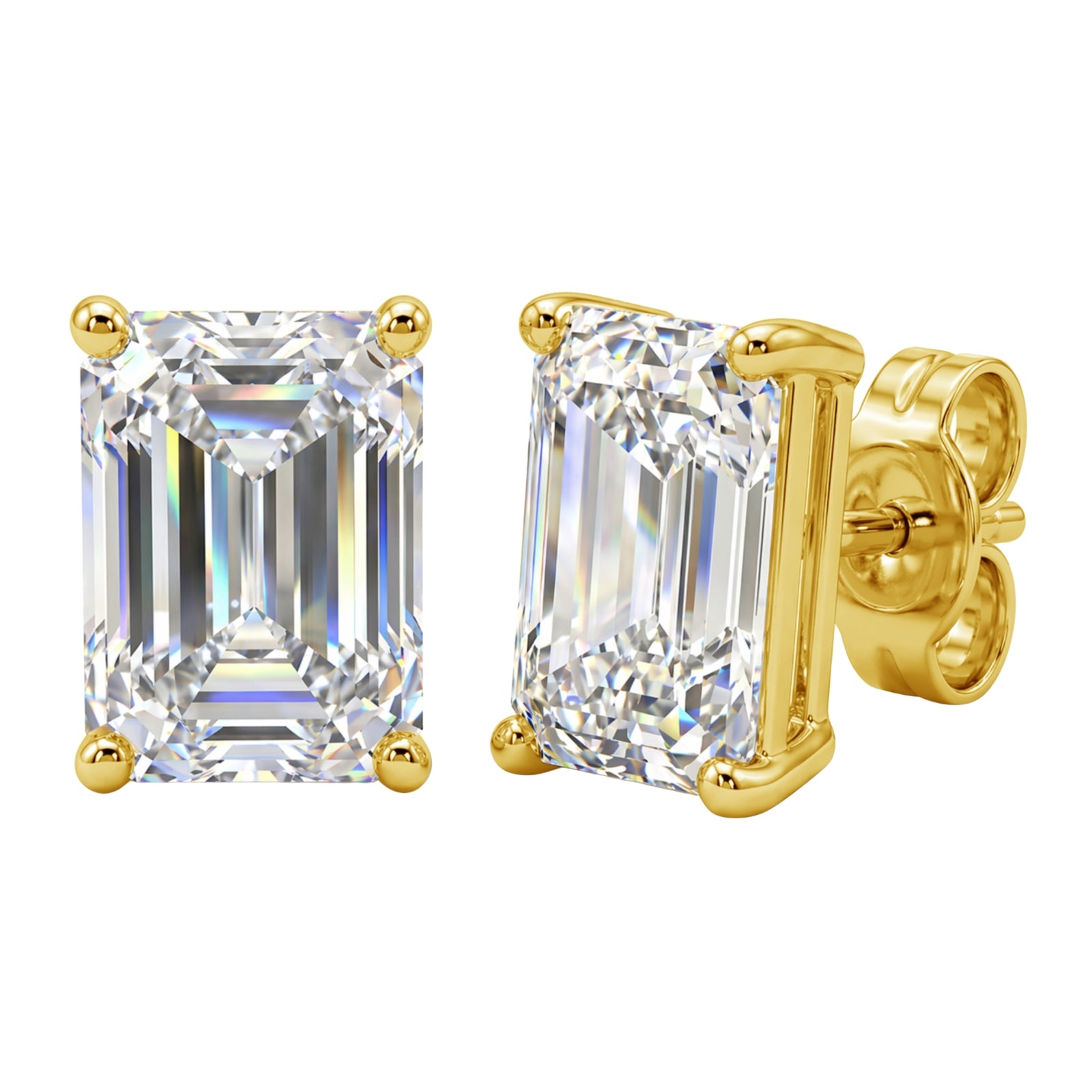 1.00 - 3.00 Carat T.W. Emerald-cut Lab Grown Diamond (F/VS+) Stud Earrings with Double Notch Post & Pushback
