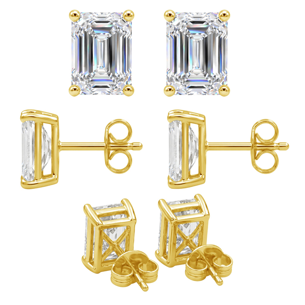 1.00 - 3.00 Carat T.W. Emerald-cut Lab Grown Diamond (F/VS+) Stud Earrings with Double Notch Post & Pushback