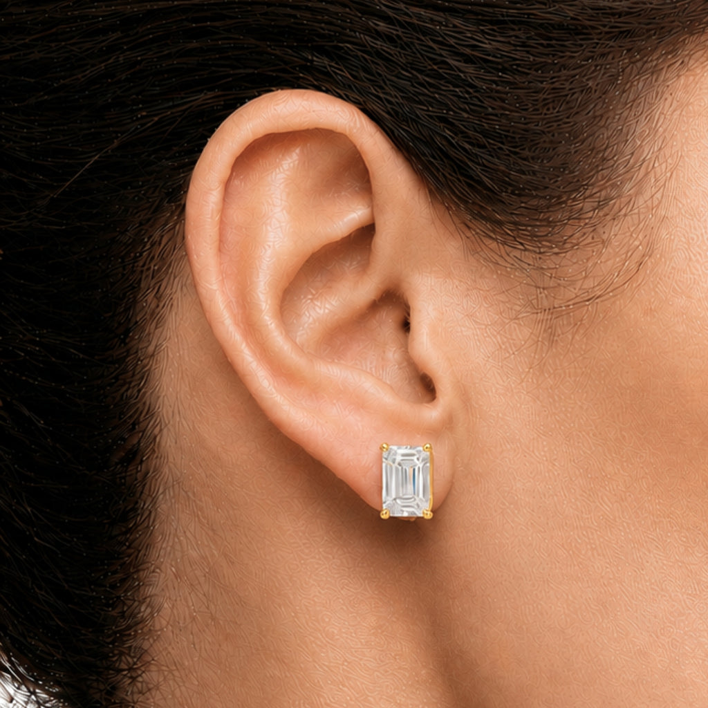 1.00 - 3.00 Carat T.W. Emerald-cut Lab Grown Diamond (F/VS+) Stud Earrings with Double Notch Post & Pushback