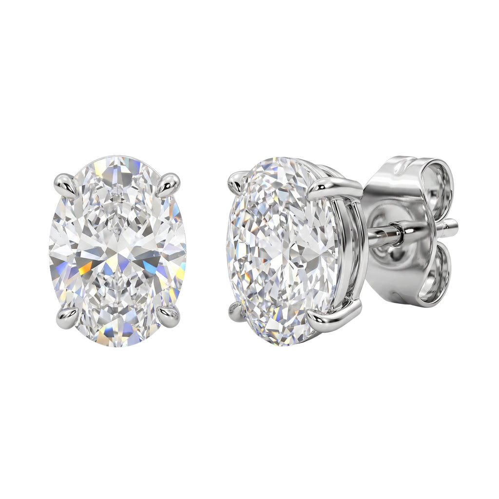 1.00 - 3.00 Carat T.W. Oval-cut Lab Grown Diamond (F/VS+) Stud Earrings with Double Notch Post & Pushback