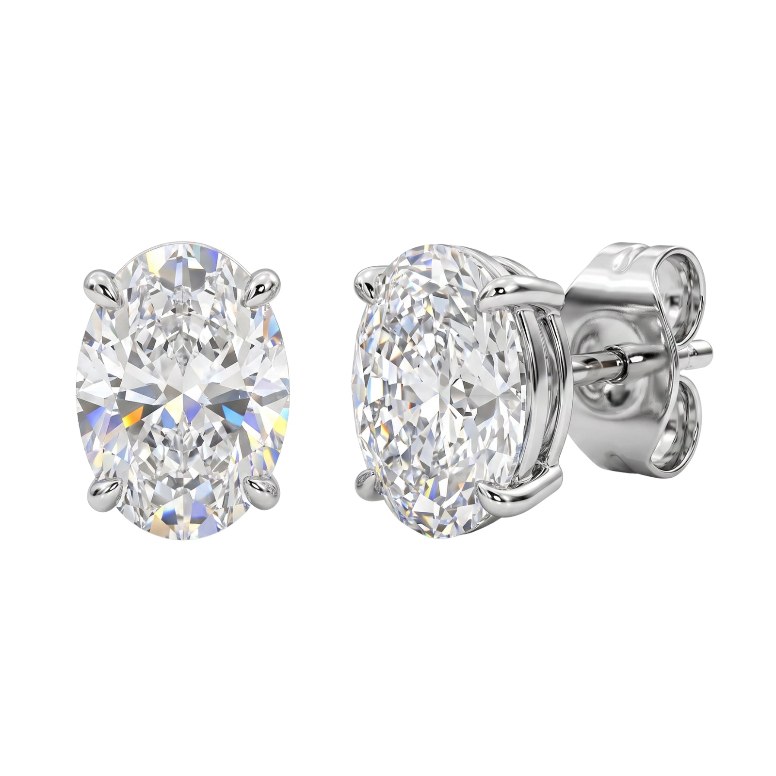 1.00 - 3.00 Carat T.W. Oval-cut Lab Grown Diamond (F/VS+) Stud Earrings with Double Notch Post & Pushback