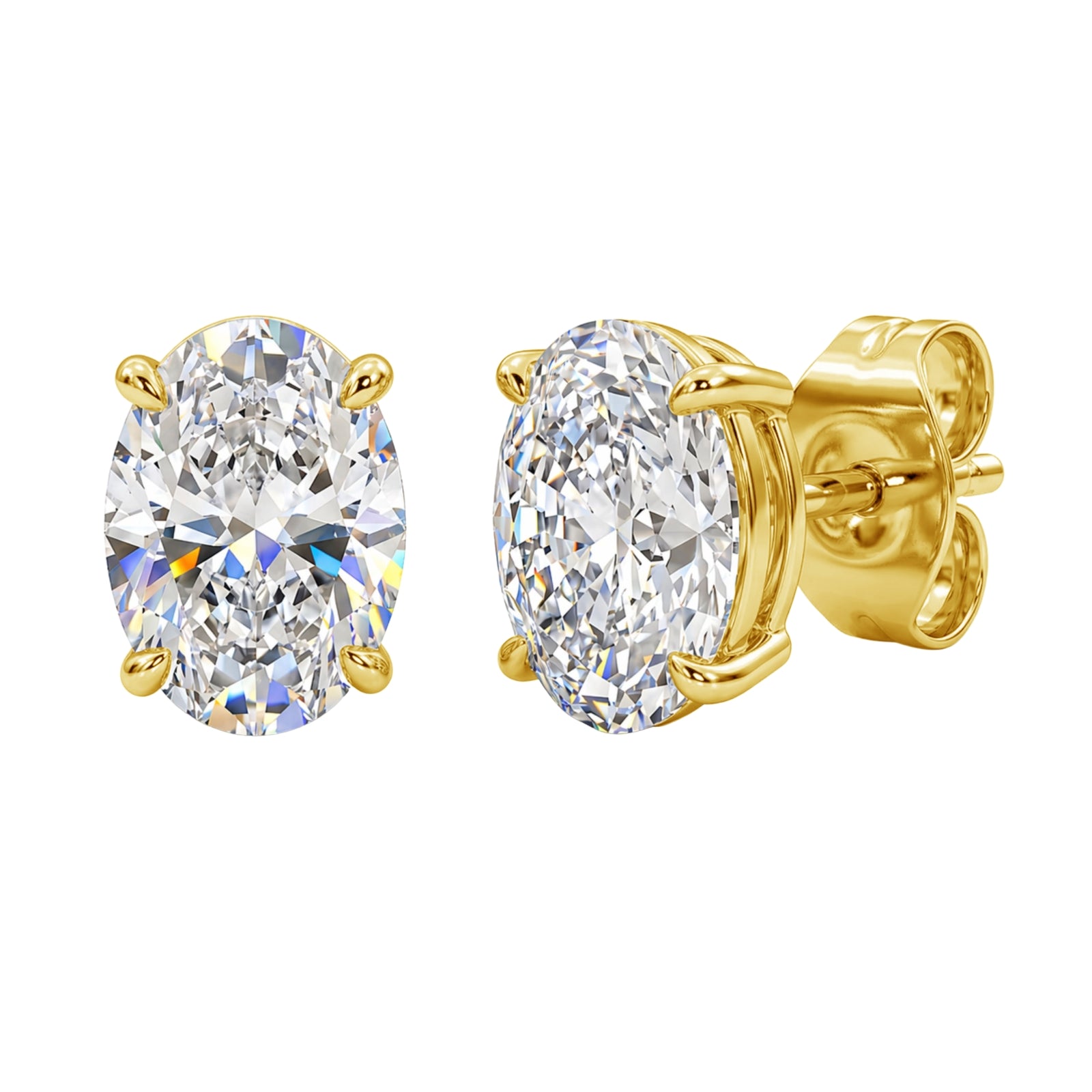 1.00 - 3.00 Carat T.W. Oval-cut Lab Grown Diamond (F/VS+) Stud Earrings with Double Notch Post & Pushback
