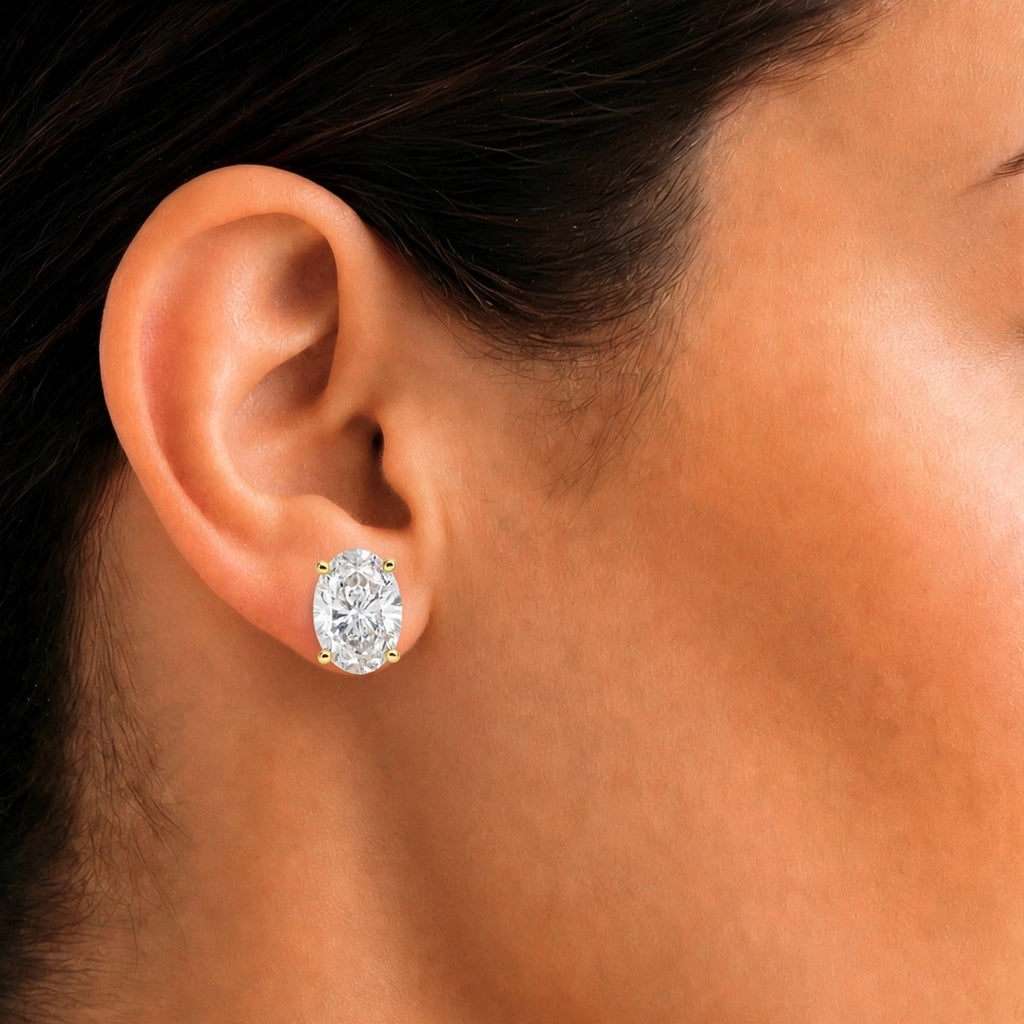 1.00 - 3.00 Carat T.W. Oval-cut Lab Grown Diamond (F/VS+) Stud Earrings with Double Notch Post & Pushback