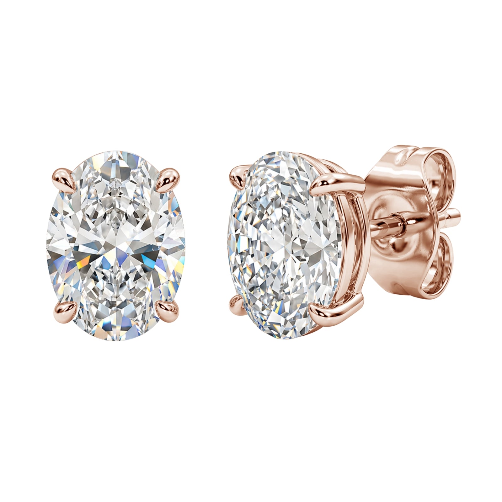 1.00 - 3.00 Carat T.W. Oval-cut Lab Grown Diamond (F/VS+) Stud Earrings with Double Notch Post & Pushback