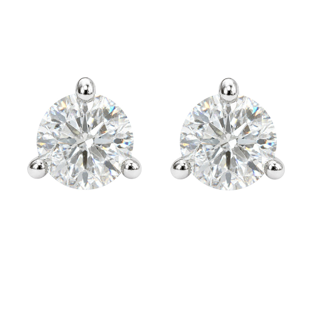 Diamonair  0.25 - 3.00 Carat T.W. Round-cut Lab Grown Diamond (F/VS+) 14K Gold Martini Stud Earrings with Double Notch Post & Pushback