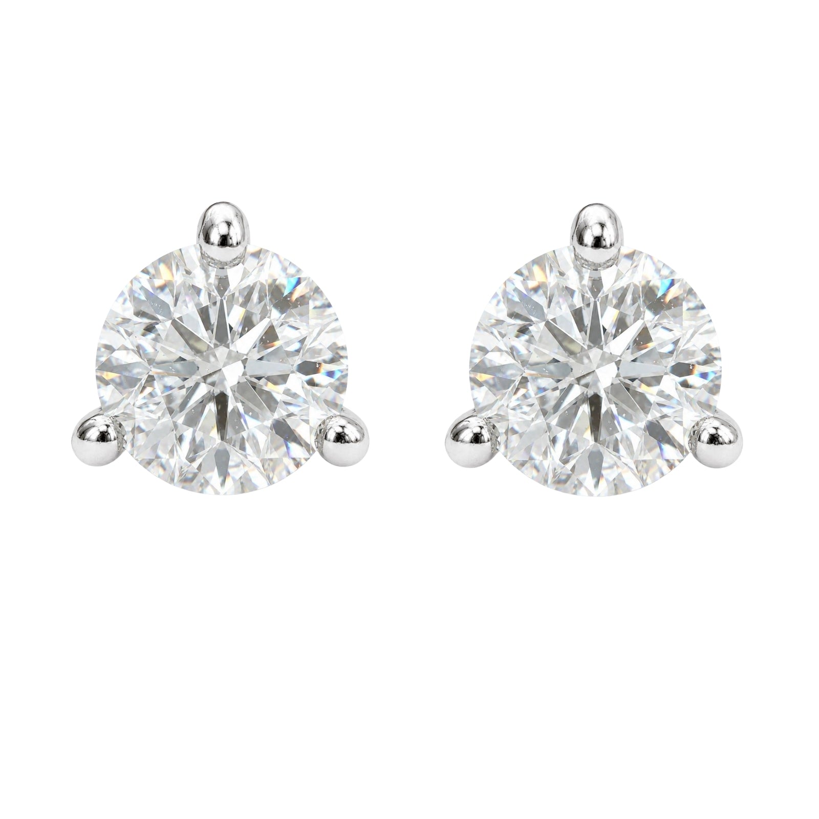 Diamonair  0.25 - 3.00 Carat T.W. Round-cut Lab Grown Diamond (F/VS+) 14K Gold Martini Stud Earrings with Double Notch Post & Pushback
