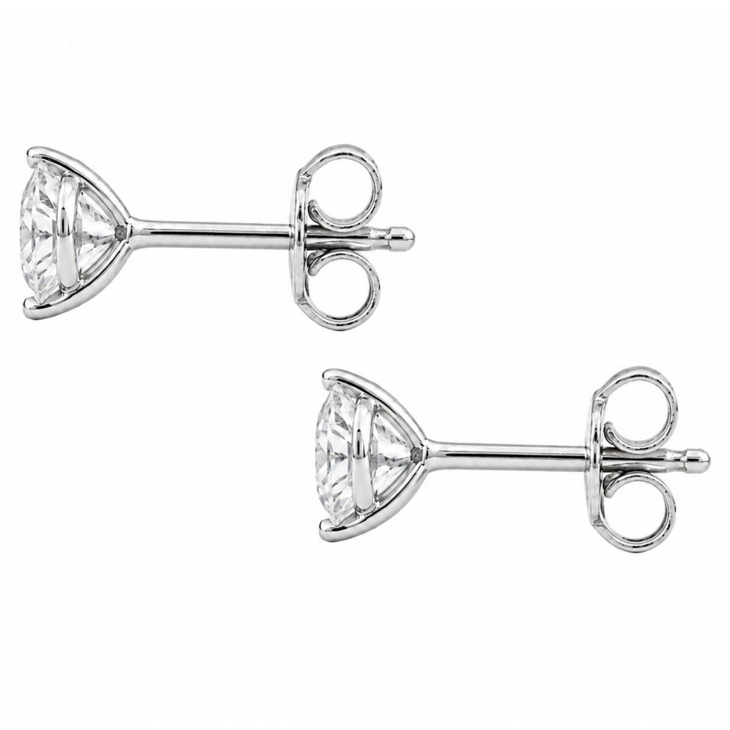 Diamonair  0.25 - 3.00 Carat T.W. Round-cut Lab Grown Diamond (F/VS+) 14K Gold Martini Stud Earrings with Double Notch Post & Pushback