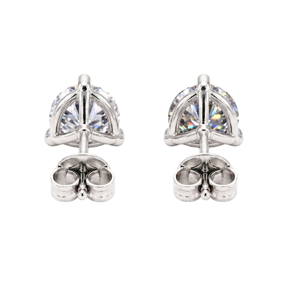 Diamonair  0.25 - 3.00 Carat T.W. Round-cut Lab Grown Diamond (F/VS+) 14K Gold Martini Stud Earrings with Double Notch Post & Pushback