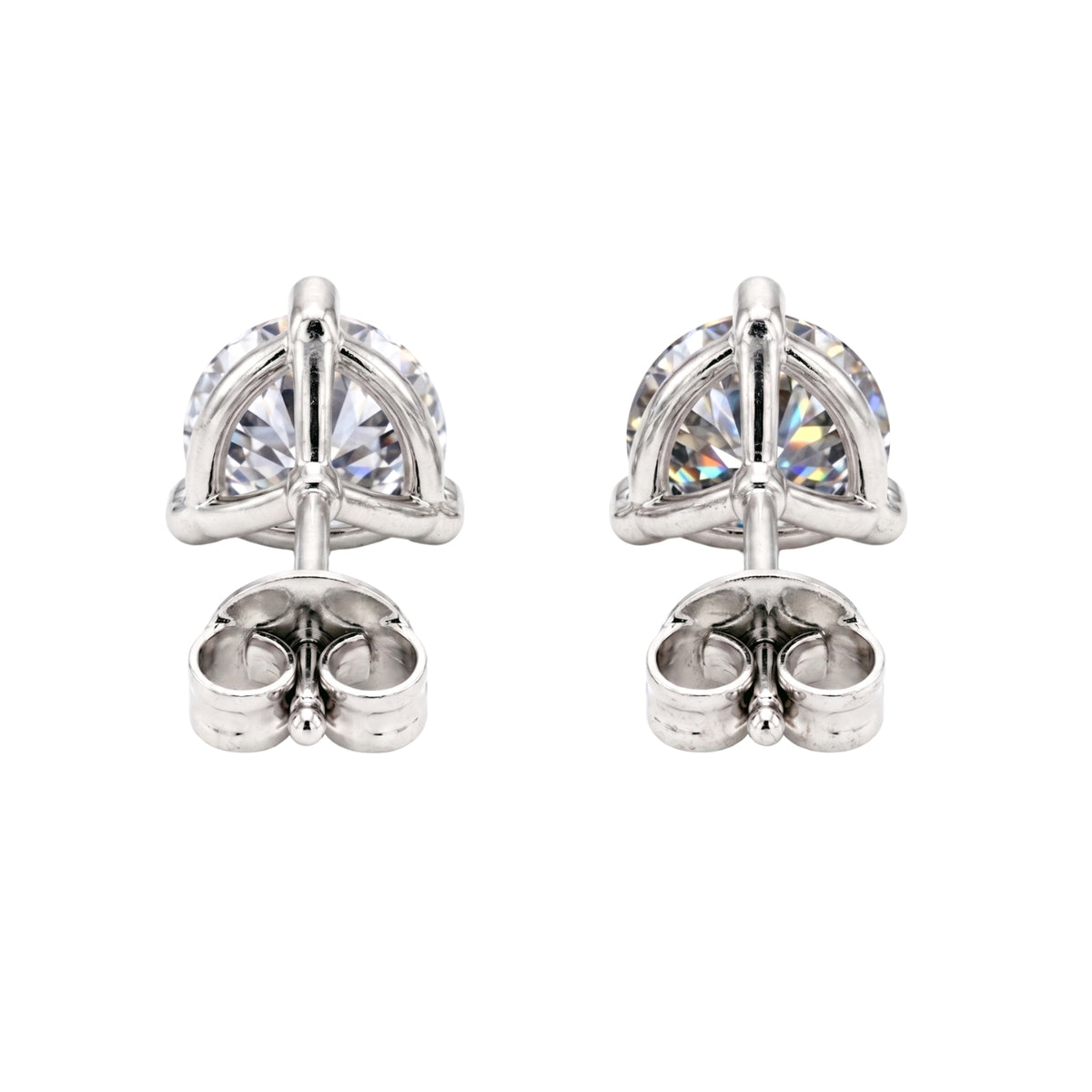 Diamonair  0.25 - 3.00 Carat T.W. Round-cut Lab Grown Diamond (F/VS+) 14K Gold Martini Stud Earrings with Double Notch Post & Pushback