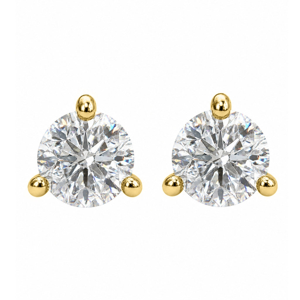 Diamonair  0.25 - 3.00 Carat T.W. Round-cut Lab Grown Diamond (F/VS+) 14K Gold Martini Stud Earrings with Double Notch Post & Pushback