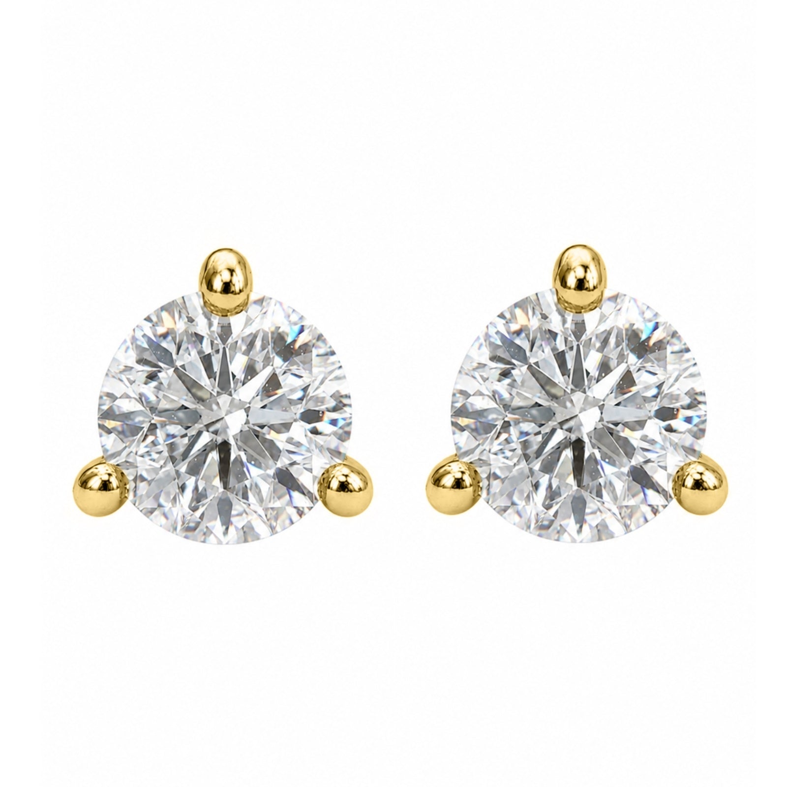 Diamonair  0.25 - 3.00 Carat T.W. Round-cut Lab Grown Diamond (F/VS+) 14K Gold Martini Stud Earrings with Double Notch Post & Pushback