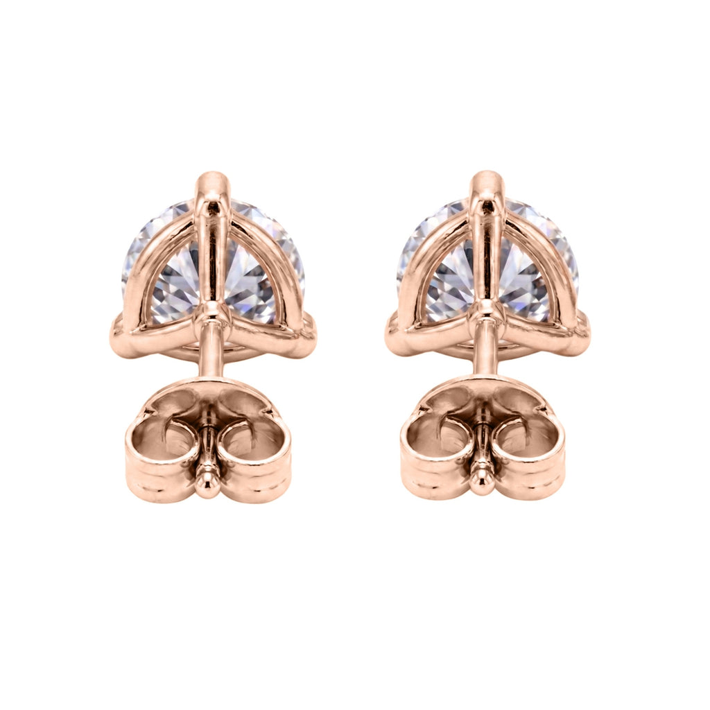 Diamonair  0.25 - 3.00 Carat T.W. Round-cut Lab Grown Diamond (F/VS+) 14K Gold Martini Stud Earrings with Double Notch Post & Pushback