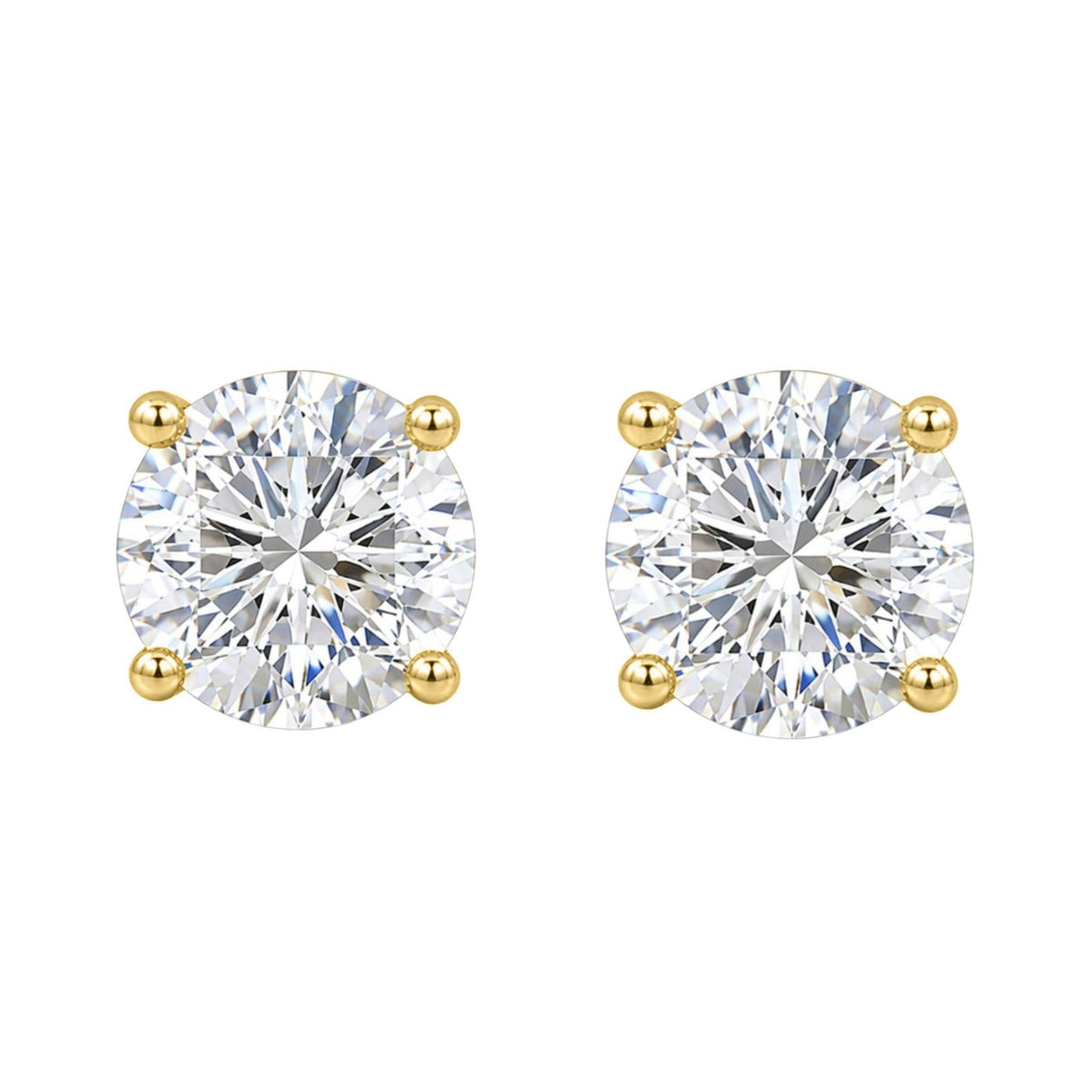 Diamonair 4 Prong Stud Earings Set - Lab Grown Diamond Sterling Silver Stud Earrings