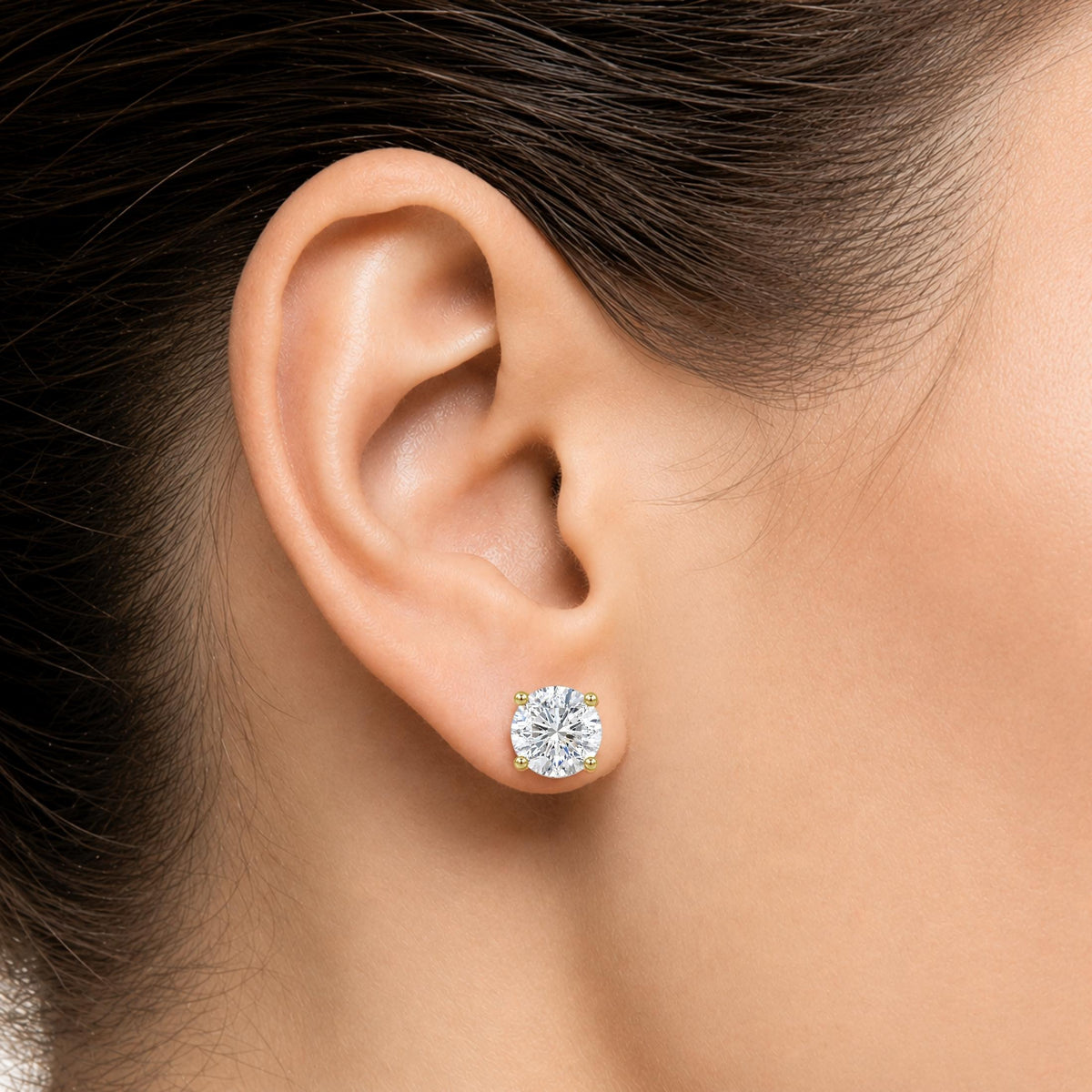 Diamonair 4 Prong Stud Earings Set - Lab Grown Diamond Sterling Silver Stud Earrings