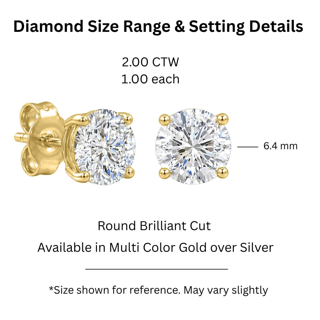 Diamonair 4 Prong Stud Earings Set - Lab Grown Diamond Sterling Silver Stud Earrings