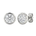 0.50-3.00 Carat T.W. Round-cut Lab Grown Diamond (F/VS+) 14K Gold Bezel set Stud Earrings with Double Notch Post & Pushback