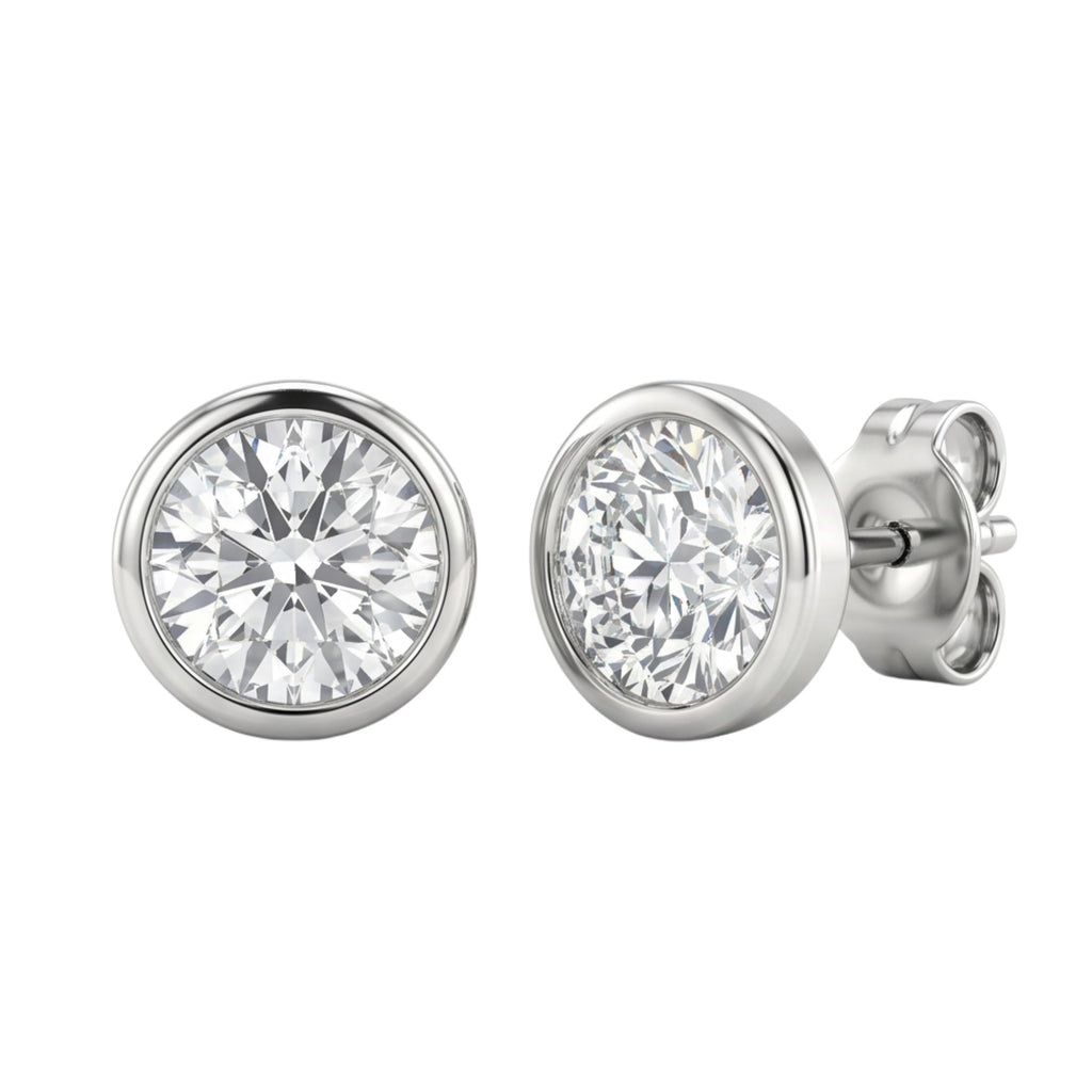 Diamonair Solitaire Bezel Earings Set - Lab Grown Diamond 14K Gold Solitaire Bezel Earrings