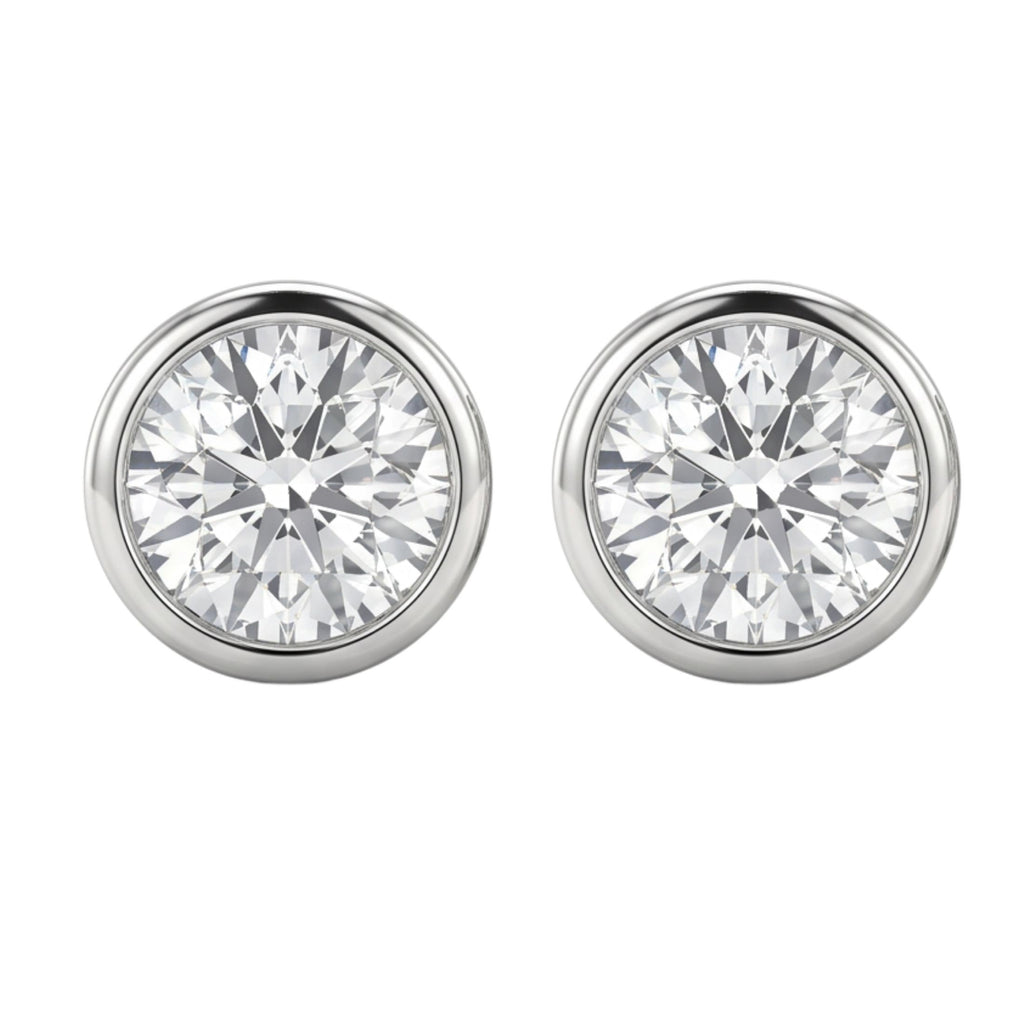 Diamonair Solitaire Bezel Earings Set - Lab Grown Diamond 14K Gold Solitaire Bezel Earrings