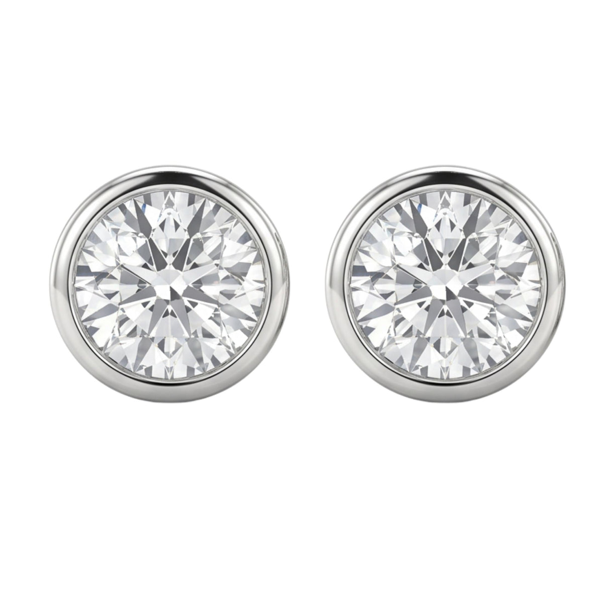 Diamonair Solitaire Bezel Earings Set - Lab Grown Diamond 14K Gold Solitaire Bezel Earrings