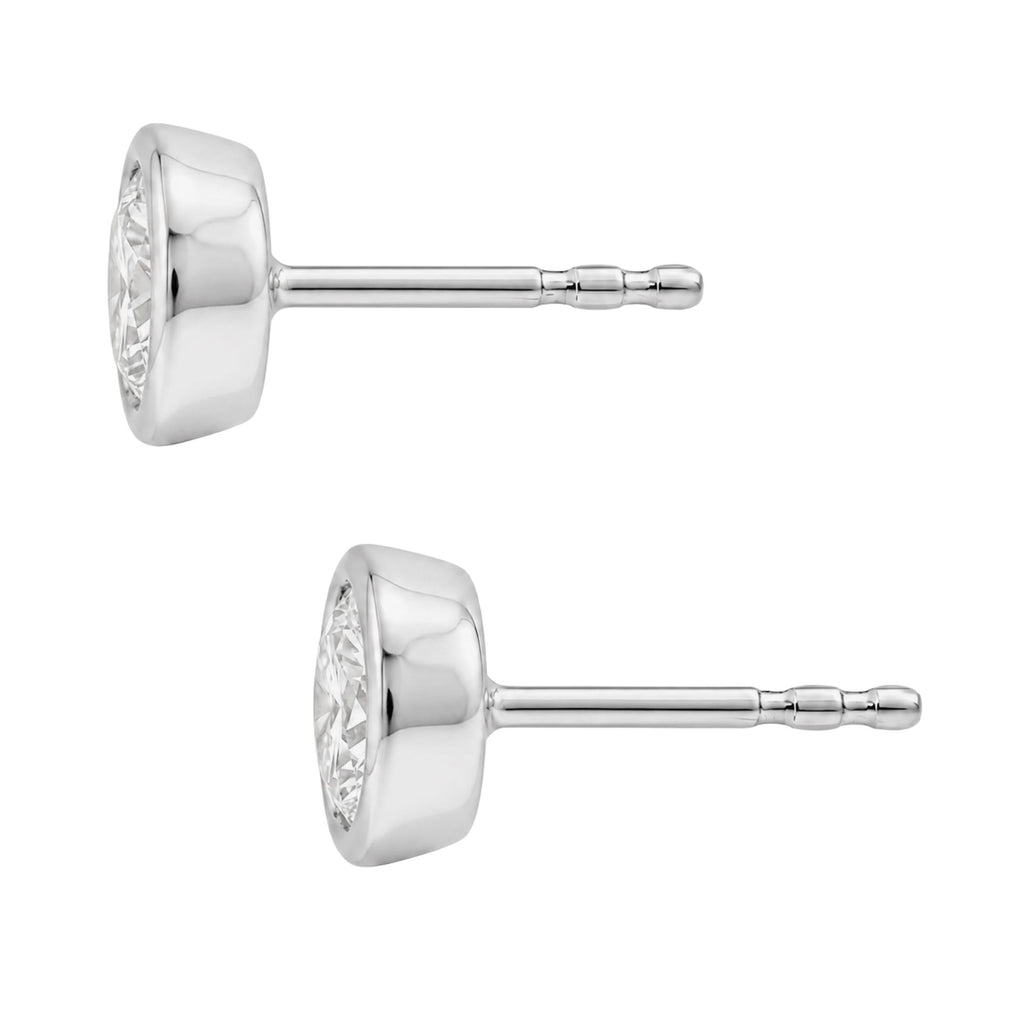 Diamonair Solitaire Bezel Earings Set - Lab Grown Diamond 14K Gold Solitaire Bezel Earrings