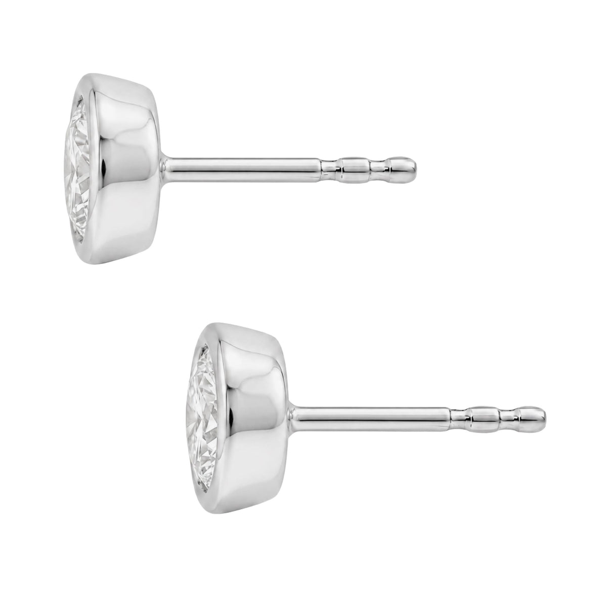 Diamonair Solitaire Bezel Earings Set - Lab Grown Diamond 14K Gold Solitaire Bezel Earrings