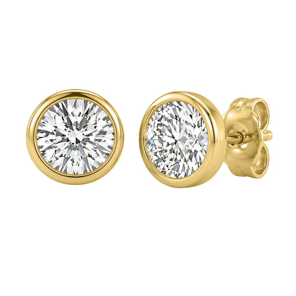 Diamonair Solitaire Bezel Earings Set - Lab Grown Diamond 14K Gold Solitaire Bezel Earrings