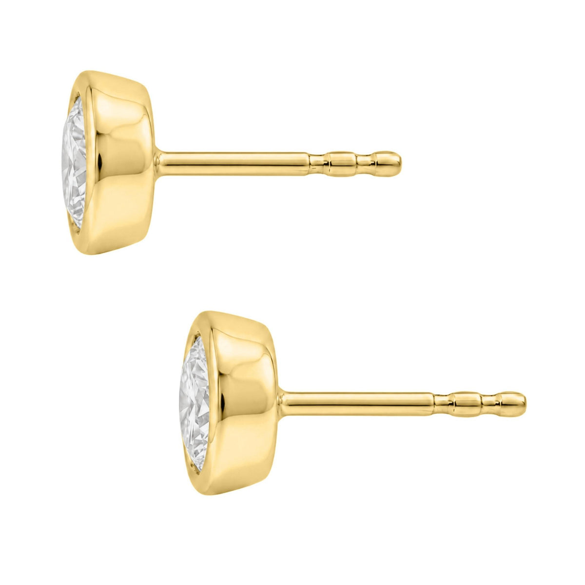 Diamonair Solitaire Bezel Earings Set - Lab Grown Diamond 14K Gold Solitaire Bezel Earrings