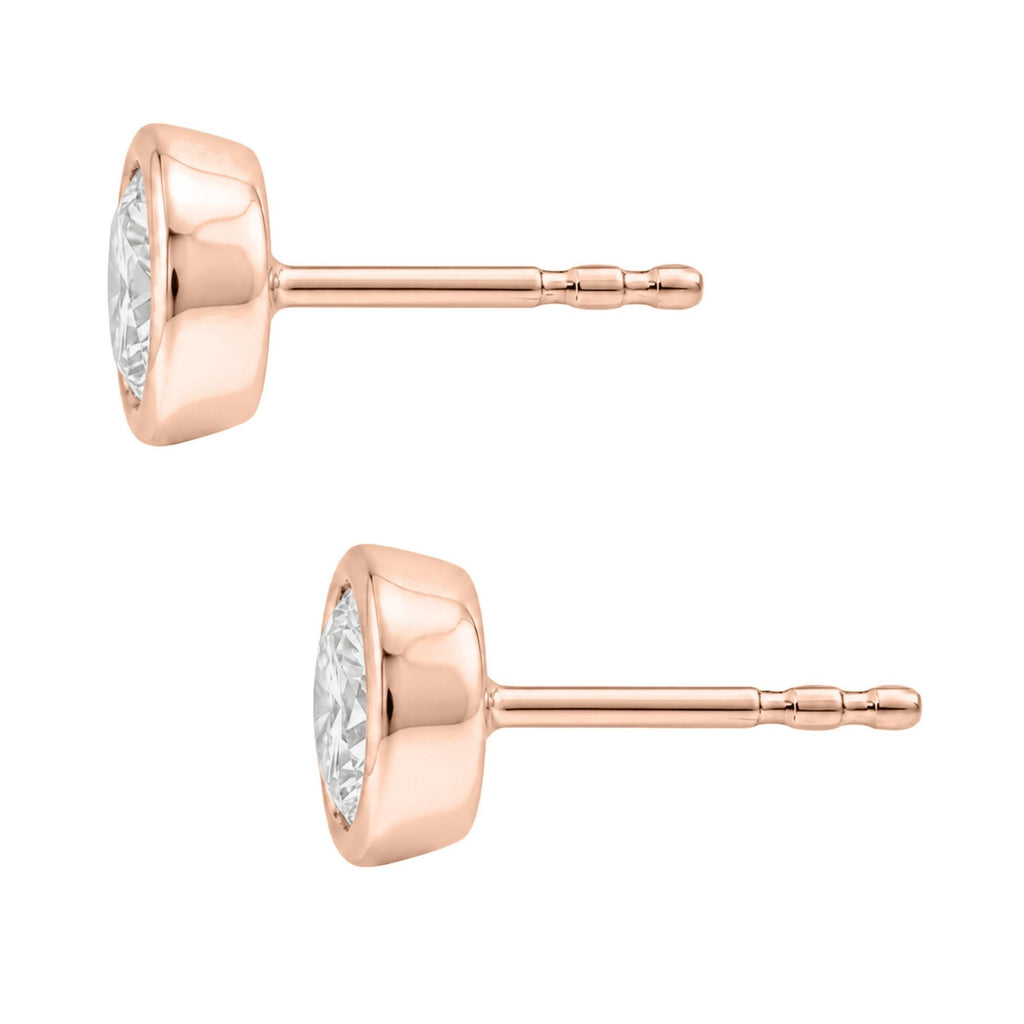 Diamonair Solitaire Bezel Earings Set - Lab Grown Diamond 14K Gold Solitaire Bezel Earrings