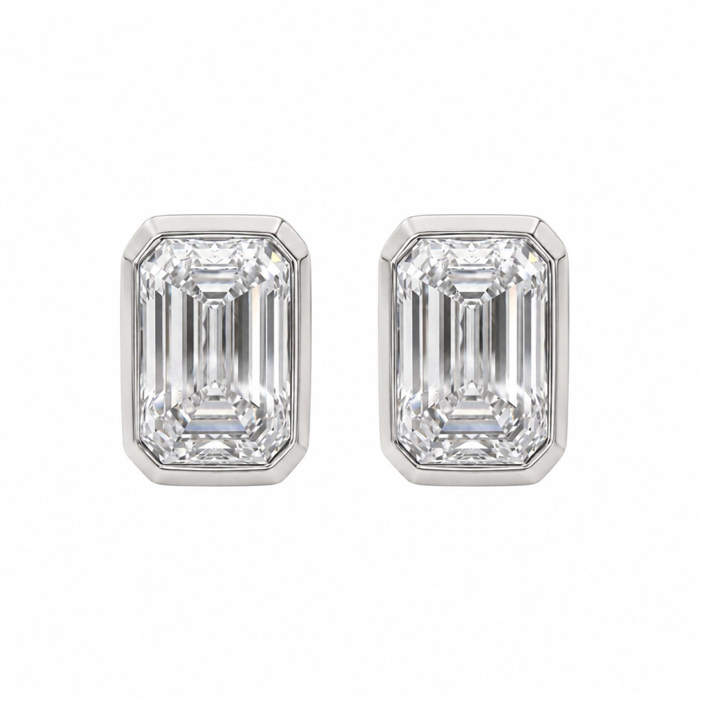 Diamonair Solitaire Bezel Earings Set - Lab Grown Diamond 14K Gold Solitaire Bezel Earrings