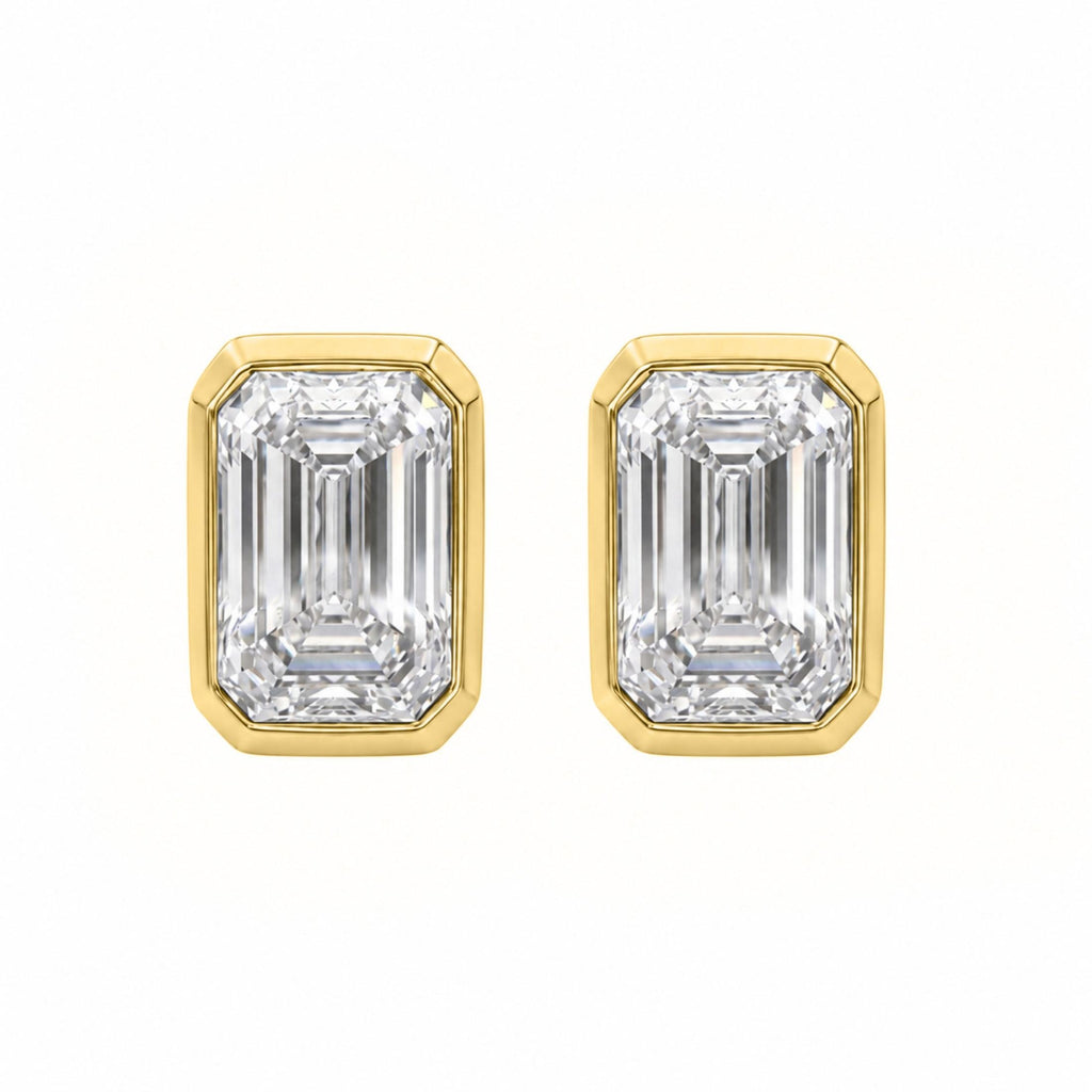 Diamonair Solitaire Bezel Earings Set - Lab Grown Diamond 14K Gold Solitaire Bezel Earrings