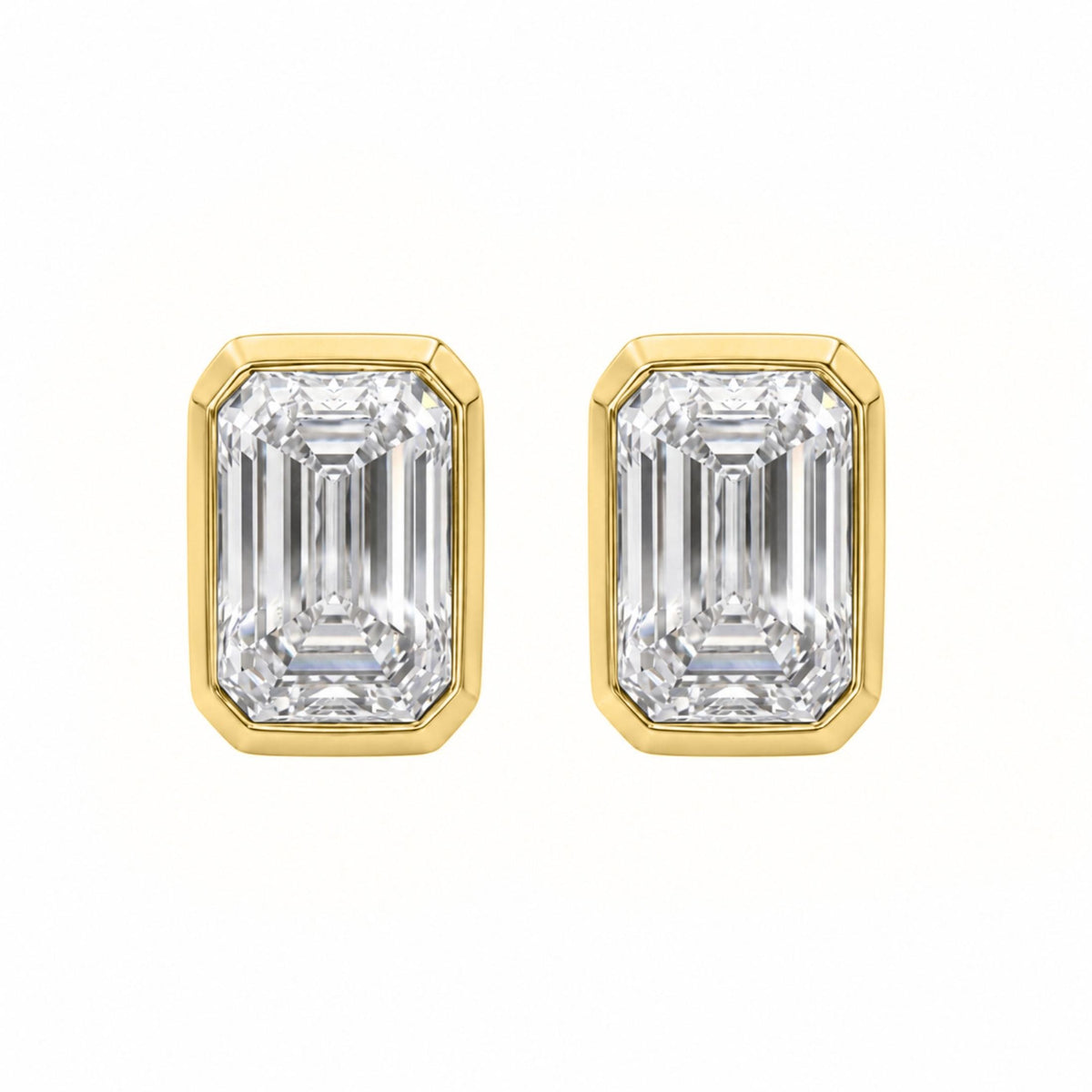 Diamonair Solitaire Bezel Earings Set - Lab Grown Diamond 14K Gold Solitaire Bezel Earrings