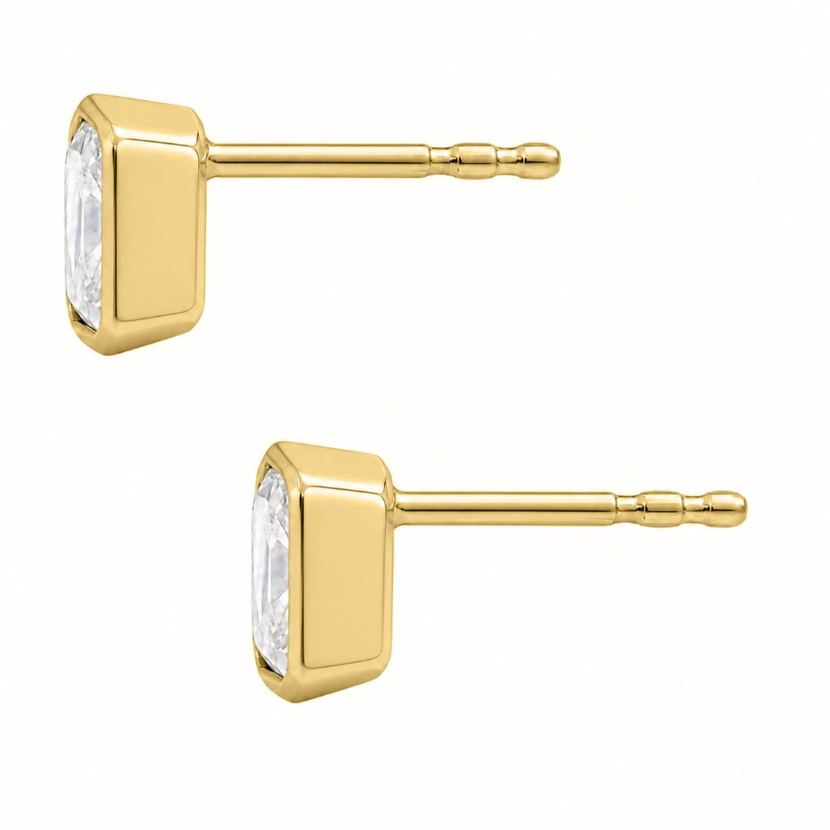 Diamonair Solitaire Bezel Earings Set - Lab Grown Diamond 14K Gold Solitaire Bezel Earrings