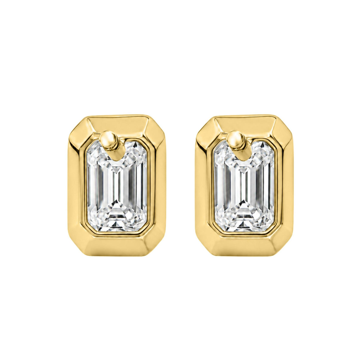 Diamonair Solitaire Bezel Earings Set - Lab Grown Diamond 14K Gold Solitaire Bezel Earrings
