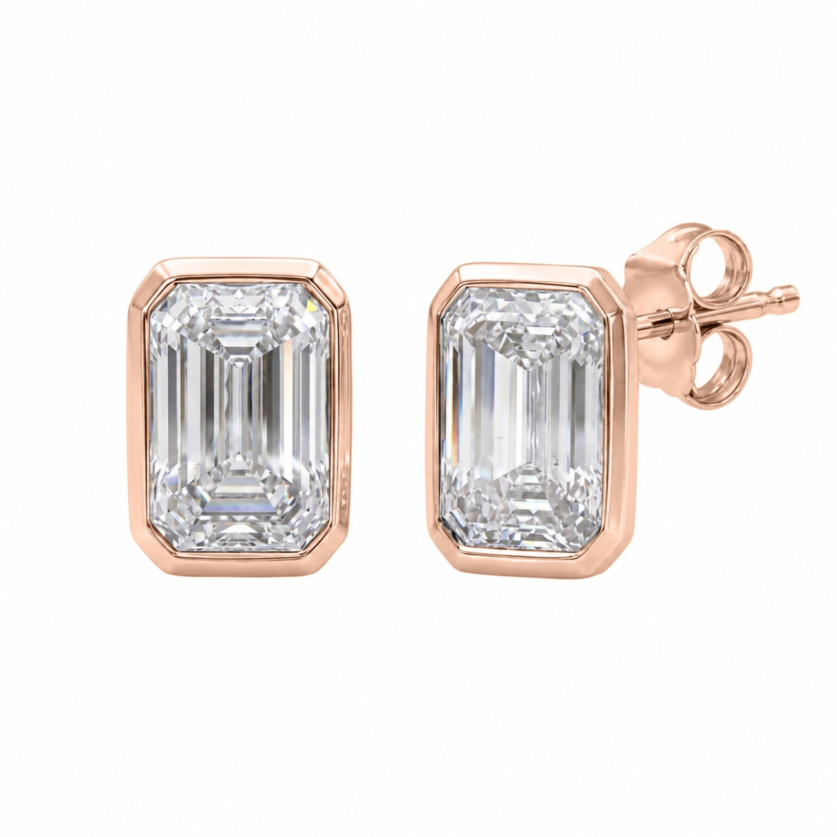 Diamonair Solitaire Bezel Earings Set - Lab Grown Diamond 14K Gold Solitaire Bezel Earrings