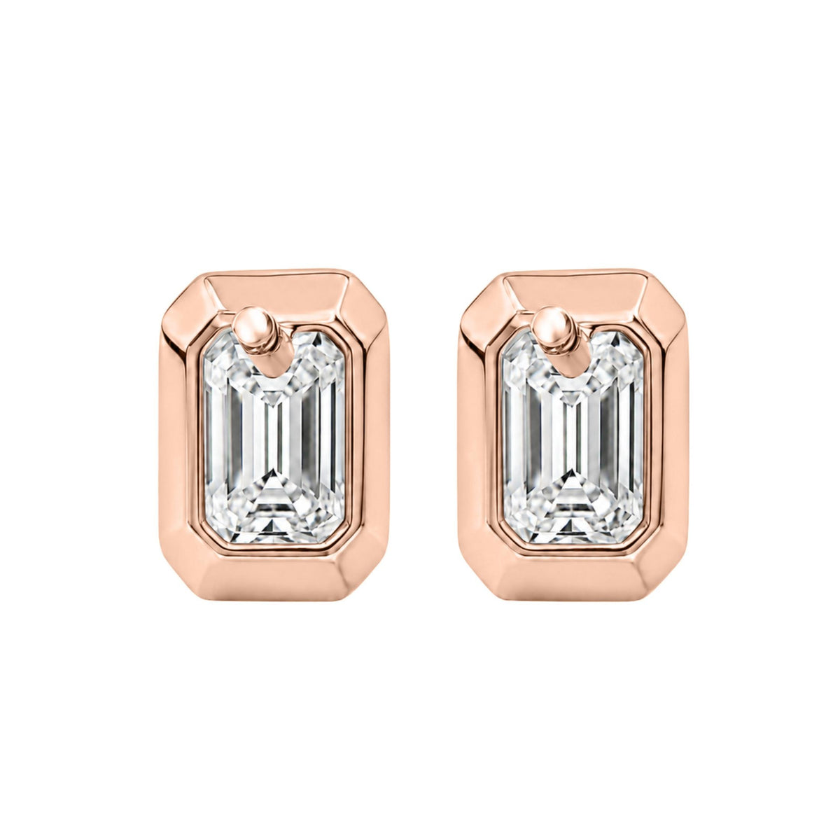 Diamonair Solitaire Bezel Earings Set - Lab Grown Diamond 14K Gold Solitaire Bezel Earrings