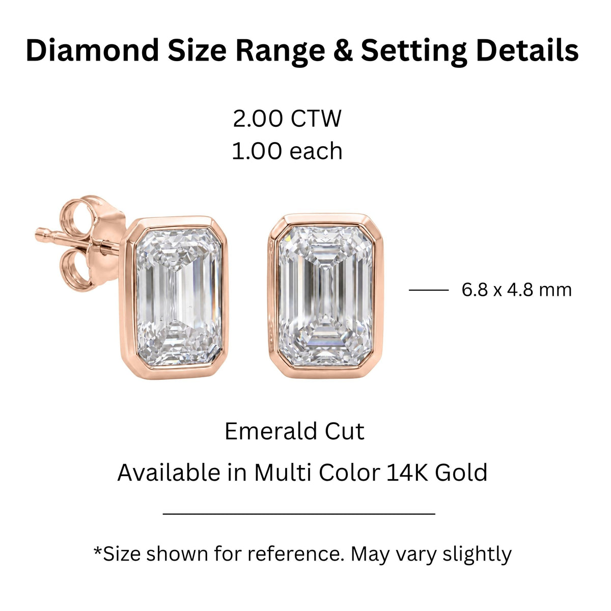 Diamonair Solitaire Bezel Earings Set - Lab Grown Diamond 14K Gold Solitaire Bezel Earrings